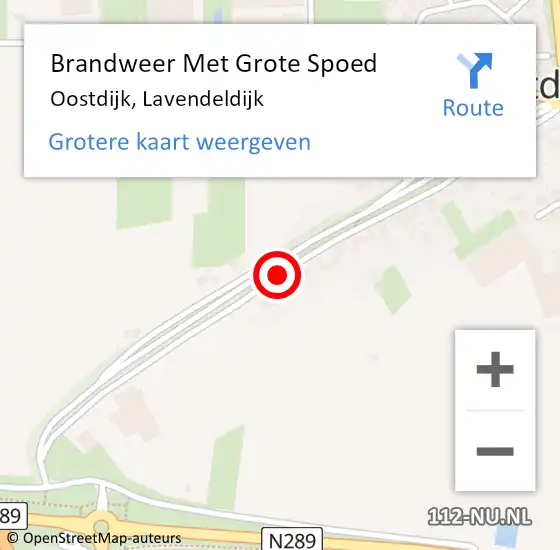Locatie op kaart van de 112 melding: Brandweer Met Grote Spoed Naar Oostdijk, Lavendeldijk op 9 januari 2019 08:24