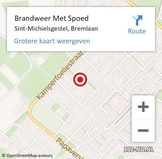 Locatie op kaart van de 112 melding: Brandweer Met Spoed Naar Sint-Michielsgestel, Bremlaan op 9 januari 2019 09:14