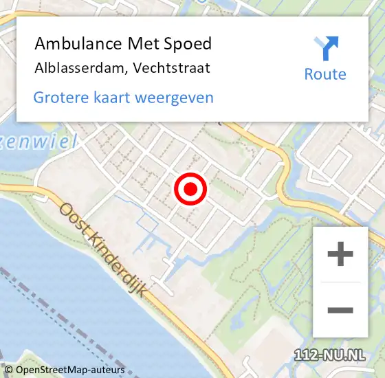 Locatie op kaart van de 112 melding: Ambulance Met Spoed Naar Alblasserdam, Vechtstraat op 9 januari 2019 11:13