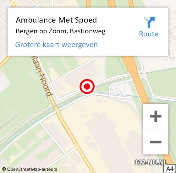 Locatie op kaart van de 112 melding: Ambulance Met Spoed Naar Bergen op Zoom, Bastionweg op 9 januari 2019 11:21