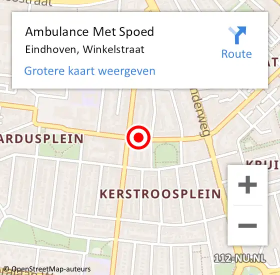 Locatie op kaart van de 112 melding: Ambulance Met Spoed Naar Eindhoven, Winkelstraat op 9 januari 2019 11:52