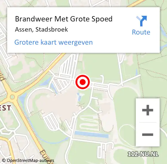 Locatie op kaart van de 112 melding: Brandweer Met Grote Spoed Naar Assen, Stadsbroek op 9 januari 2019 11:59