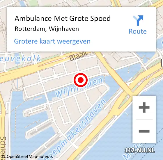 Locatie op kaart van de 112 melding: Ambulance Met Grote Spoed Naar Rotterdam, Wijnhaven op 9 januari 2019 12:39