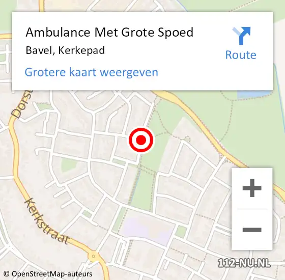 Locatie op kaart van de 112 melding: Ambulance Met Grote Spoed Naar Bavel, Kerkepad op 9 januari 2019 13:29