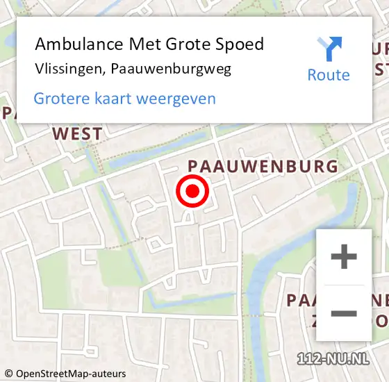 Locatie op kaart van de 112 melding: Ambulance Met Grote Spoed Naar Vlissingen, Paauwenburgweg op 9 januari 2019 13:33