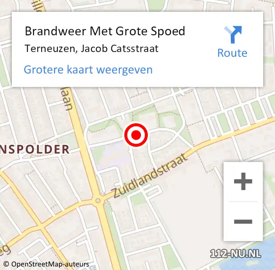 Locatie op kaart van de 112 melding: Brandweer Met Grote Spoed Naar Terneuzen, Jacob Catsstraat op 9 januari 2019 14:18