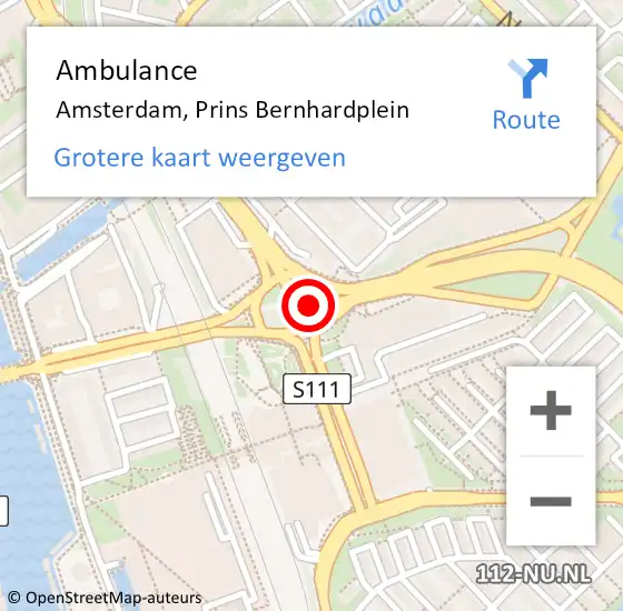 Locatie op kaart van de 112 melding: Ambulance Amsterdam, Prins Bernhardplein op 9 januari 2019 15:10