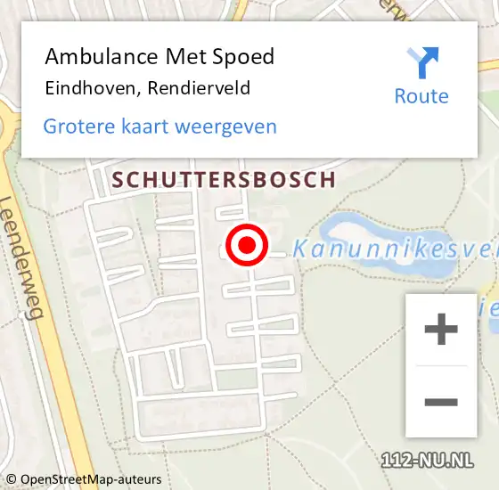 Locatie op kaart van de 112 melding: Ambulance Met Spoed Naar Eindhoven, Rendierveld op 9 januari 2019 15:43