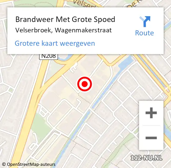 Locatie op kaart van de 112 melding: Brandweer Met Grote Spoed Naar Velserbroek, Wagenmakerstraat op 9 januari 2019 15:55