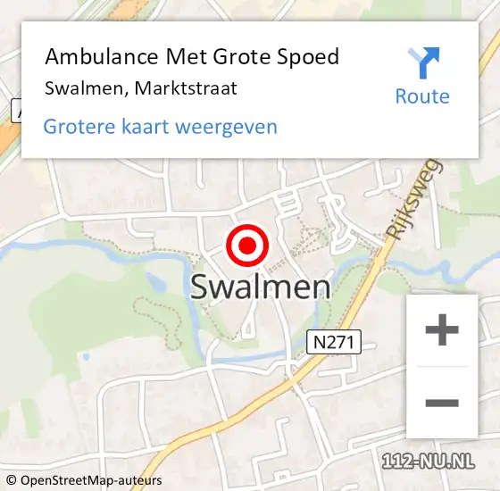 Locatie op kaart van de 112 melding: Ambulance Met Grote Spoed Naar Swalmen, Marktstraat op 9 januari 2019 16:37