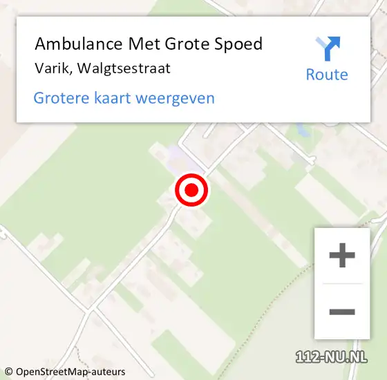 Locatie op kaart van de 112 melding: Ambulance Met Grote Spoed Naar Varik, Walgtsestraat op 9 januari 2019 17:02