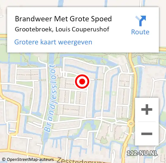 Locatie op kaart van de 112 melding: Brandweer Met Grote Spoed Naar Grootebroek, Louis Couperushof op 9 januari 2019 17:23