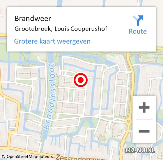 Locatie op kaart van de 112 melding: Brandweer Grootebroek, Louis Couperushof op 9 januari 2019 17:24