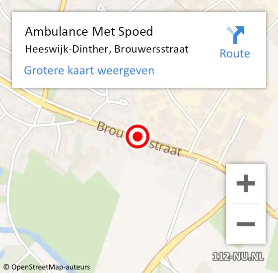 Locatie op kaart van de 112 melding: Ambulance Met Spoed Naar Heeswijk-Dinther, Brouwersstraat op 9 januari 2019 17:39