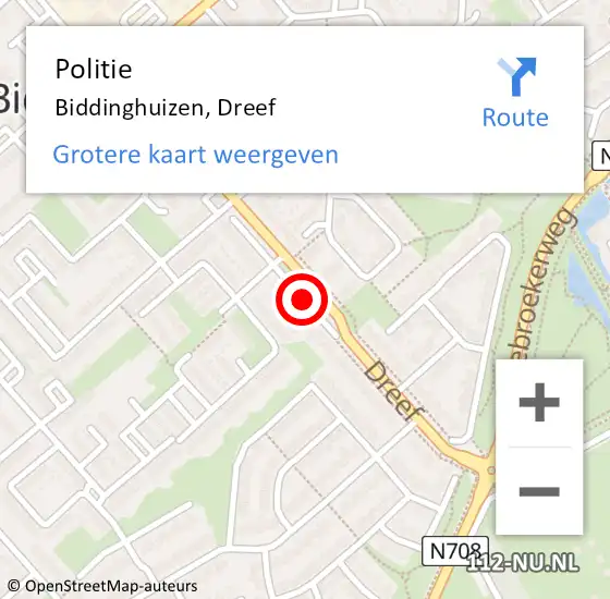 Locatie op kaart van de 112 melding: Politie Biddinghuizen, Dreef op 9 januari 2019 17:50