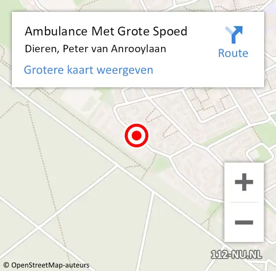 Locatie op kaart van de 112 melding: Ambulance Met Grote Spoed Naar Dieren, Peter van Anrooylaan op 9 januari 2019 19:02