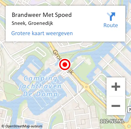 Locatie op kaart van de 112 melding: Brandweer Met Spoed Naar Sneek, Groenedijk op 9 januari 2019 19:29