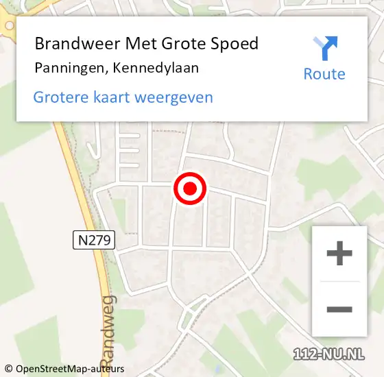 Locatie op kaart van de 112 melding: Brandweer Met Grote Spoed Naar Panningen, Kennedylaan op 9 januari 2019 20:30