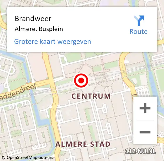 Locatie op kaart van de 112 melding: Brandweer Almere, Busplein op 9 januari 2019 20:32