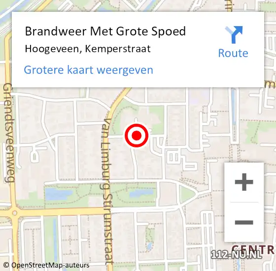 Locatie op kaart van de 112 melding: Brandweer Met Grote Spoed Naar Hoogeveen, Kemperstraat op 9 januari 2019 20:35