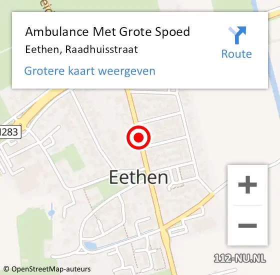 Locatie op kaart van de 112 melding: Ambulance Met Grote Spoed Naar Eethen, Raadhuisstraat op 9 januari 2019 21:00