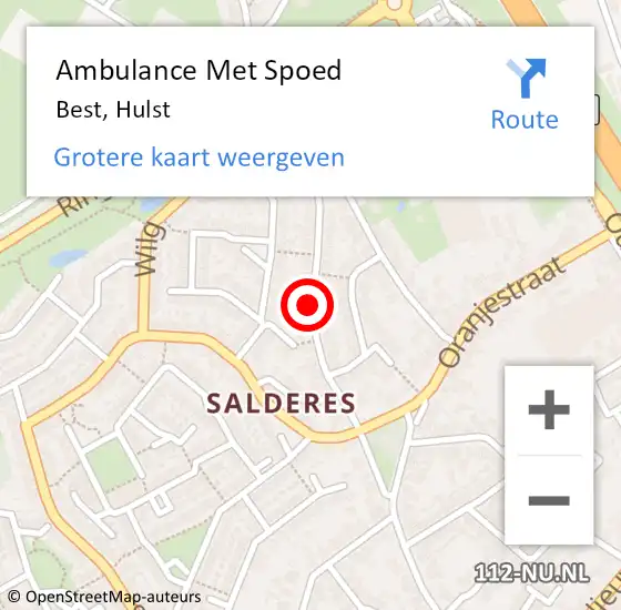 Locatie op kaart van de 112 melding: Ambulance Met Spoed Naar Best, Hulst op 9 januari 2019 21:00