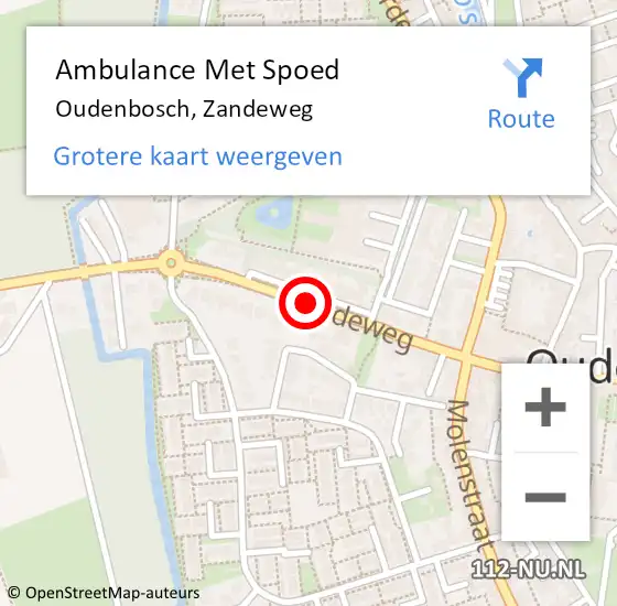 Locatie op kaart van de 112 melding: Ambulance Met Spoed Naar Oudenbosch, Zandeweg op 9 januari 2019 21:42