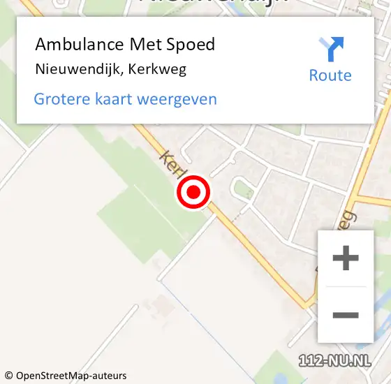 Locatie op kaart van de 112 melding: Ambulance Met Spoed Naar Nieuwendijk, Kerkweg op 9 januari 2019 22:20