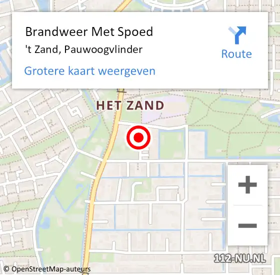 Locatie op kaart van de 112 melding: Brandweer Met Spoed Naar 't Zand, Pauwoogvlinder op 9 januari 2019 22:50