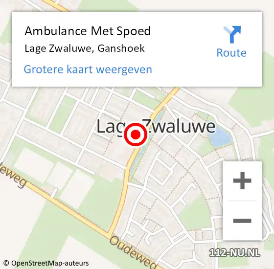 Locatie op kaart van de 112 melding: Ambulance Met Spoed Naar Lage Zwaluwe, Ganshoek op 10 januari 2019 02:28
