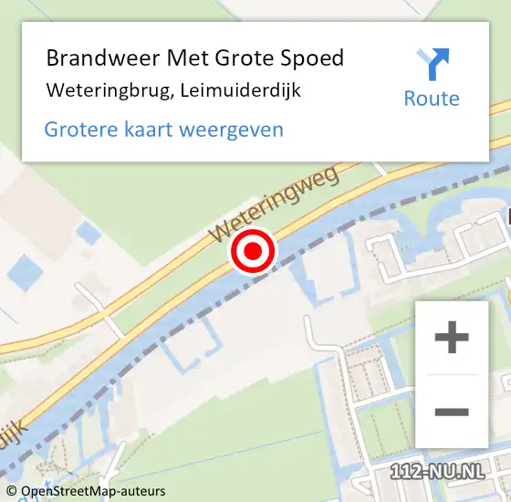 Locatie op kaart van de 112 melding: Brandweer Met Grote Spoed Naar Weteringbrug, Leimuiderdijk op 10 januari 2019 02:30