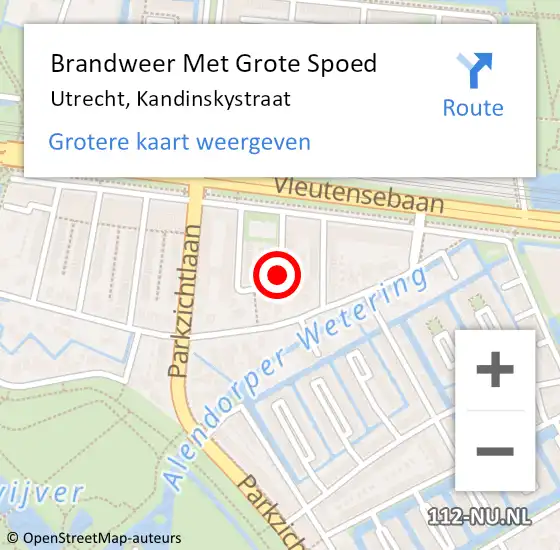 Locatie op kaart van de 112 melding: Brandweer Met Grote Spoed Naar Utrecht, Kandinskystraat op 10 januari 2019 03:05