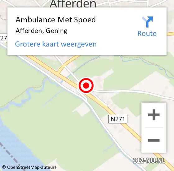 Locatie op kaart van de 112 melding: Ambulance Met Spoed Naar Afferden, Gening op 10 januari 2019 06:57