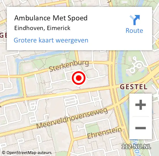 Locatie op kaart van de 112 melding: Ambulance Met Spoed Naar Eindhoven, Eimerick op 10 januari 2019 07:23