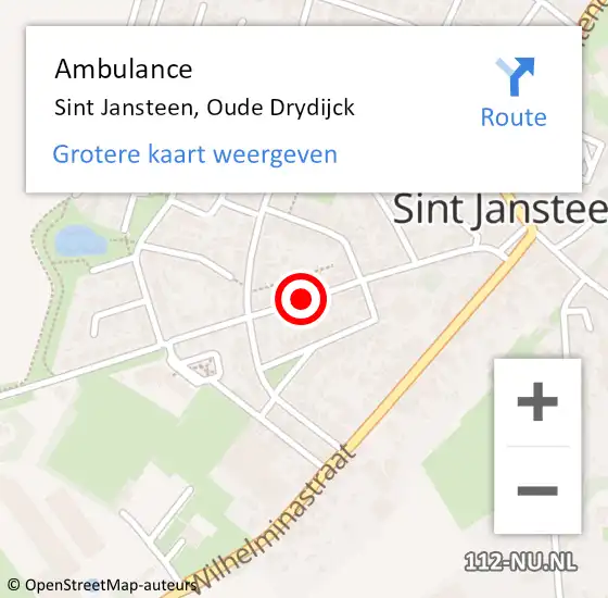 Locatie op kaart van de 112 melding: Ambulance Sint Jansteen, Oude Drydijck op 10 januari 2019 09:55