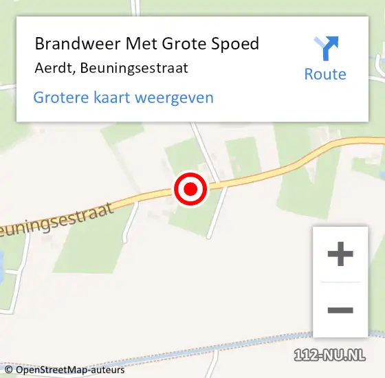 Locatie op kaart van de 112 melding: Brandweer Met Grote Spoed Naar Aerdt, Beuningsestraat op 10 januari 2019 09:58