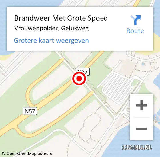 Locatie op kaart van de 112 melding: Brandweer Met Grote Spoed Naar Vrouwenpolder, Gelukweg op 10 januari 2019 10:42