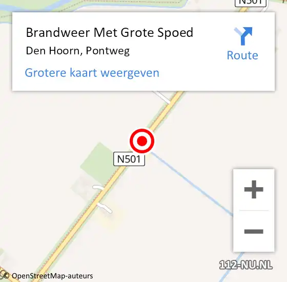 Locatie op kaart van de 112 melding: Brandweer Met Grote Spoed Naar Den Hoorn, Pontweg op 10 januari 2019 10:50