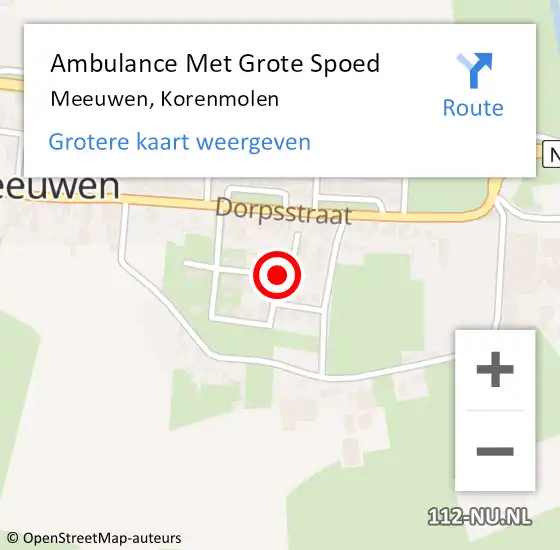 Locatie op kaart van de 112 melding: Ambulance Met Grote Spoed Naar Meeuwen, Korenmolen op 10 januari 2019 11:50