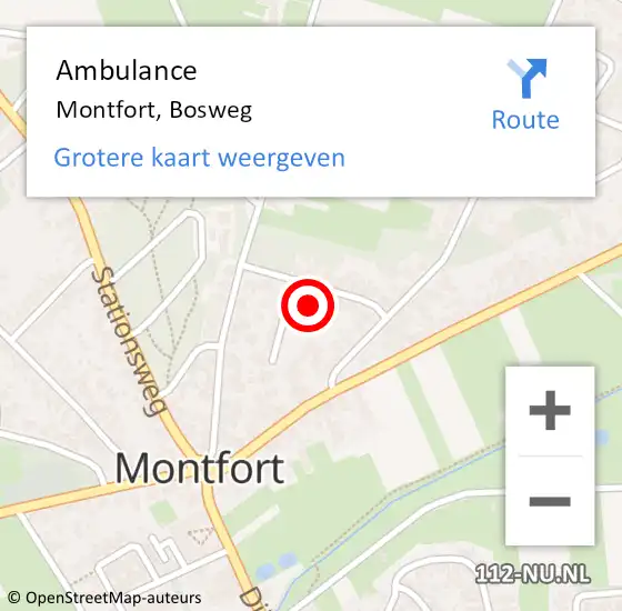 Locatie op kaart van de 112 melding: Ambulance Montfort, Bosweg op 10 januari 2019 13:23