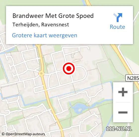 Locatie op kaart van de 112 melding: Brandweer Met Grote Spoed Naar Terheijden, Ravensnest op 10 januari 2019 13:25