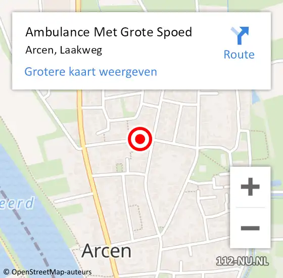 Locatie op kaart van de 112 melding: Ambulance Met Grote Spoed Naar Arcen, Laakweg op 10 januari 2019 13:54