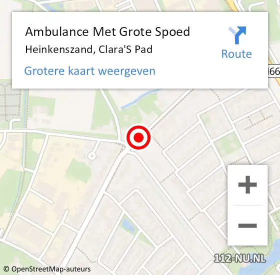 Locatie op kaart van de 112 melding: Ambulance Met Grote Spoed Naar Heinkenszand, Clara'S Pad op 10 januari 2019 14:28