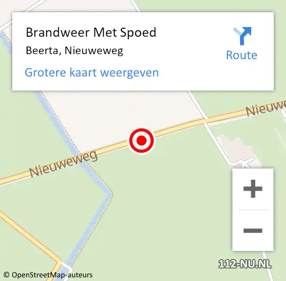 Locatie op kaart van de 112 melding: Brandweer Met Spoed Naar Beerta, Nieuweweg op 10 januari 2019 16:13