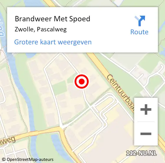 Locatie op kaart van de 112 melding: Brandweer Met Spoed Naar Zwolle, Pascalweg op 10 januari 2019 16:57