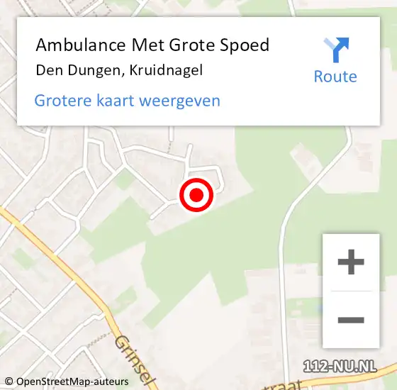 Locatie op kaart van de 112 melding: Ambulance Met Grote Spoed Naar Den Dungen, Kruidnagel op 10 januari 2019 18:00