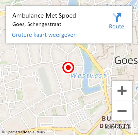 Locatie op kaart van de 112 melding: Ambulance Met Spoed Naar Goes, Schengestraat op 10 januari 2019 18:19