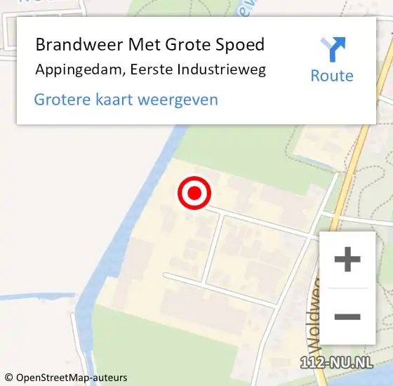 Locatie op kaart van de 112 melding: Brandweer Met Grote Spoed Naar Appingedam, Eerste Industrieweg op 20 maart 2014 10:27