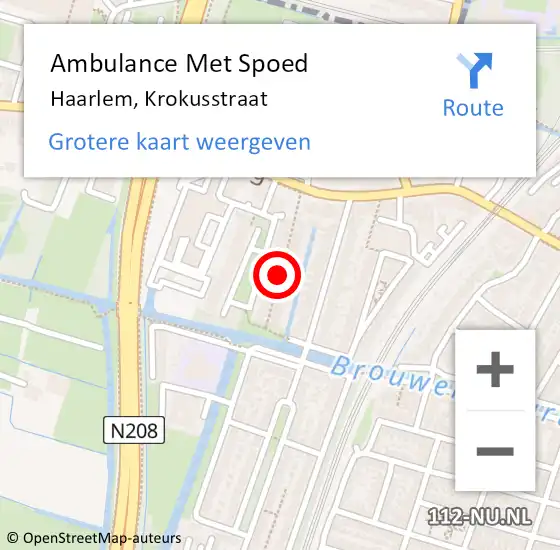 Locatie op kaart van de 112 melding: Ambulance Met Spoed Naar Haarlem, Krokusstraat op 10 januari 2019 19:17