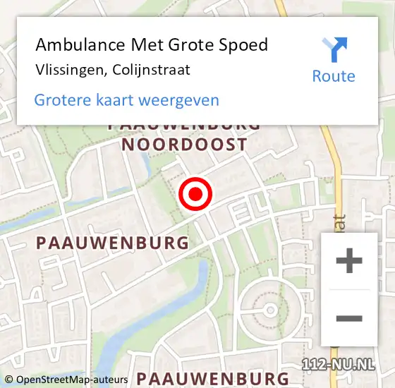 Locatie op kaart van de 112 melding: Ambulance Met Grote Spoed Naar Vlissingen, Colijnstraat op 10 januari 2019 19:32